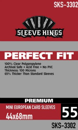 Sleeve Kings Perfect Fit Premium Mini European Card Sleeves (44x68mm) -55 Pack, 100 Microns, SKS-3302